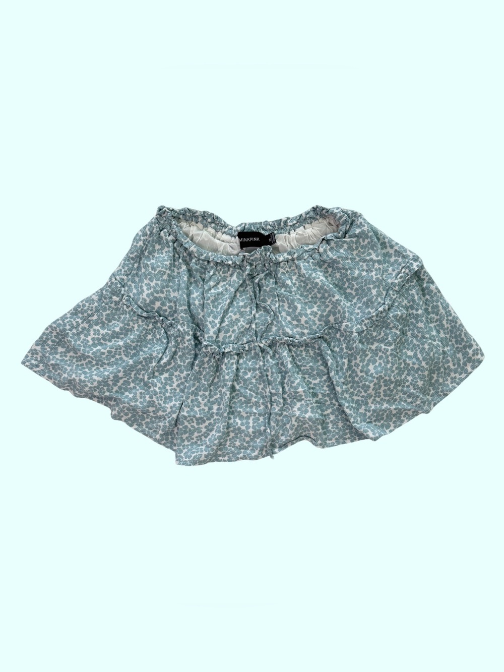 MINKPINK Sage Blue Floral Ruffle Mini Skirt